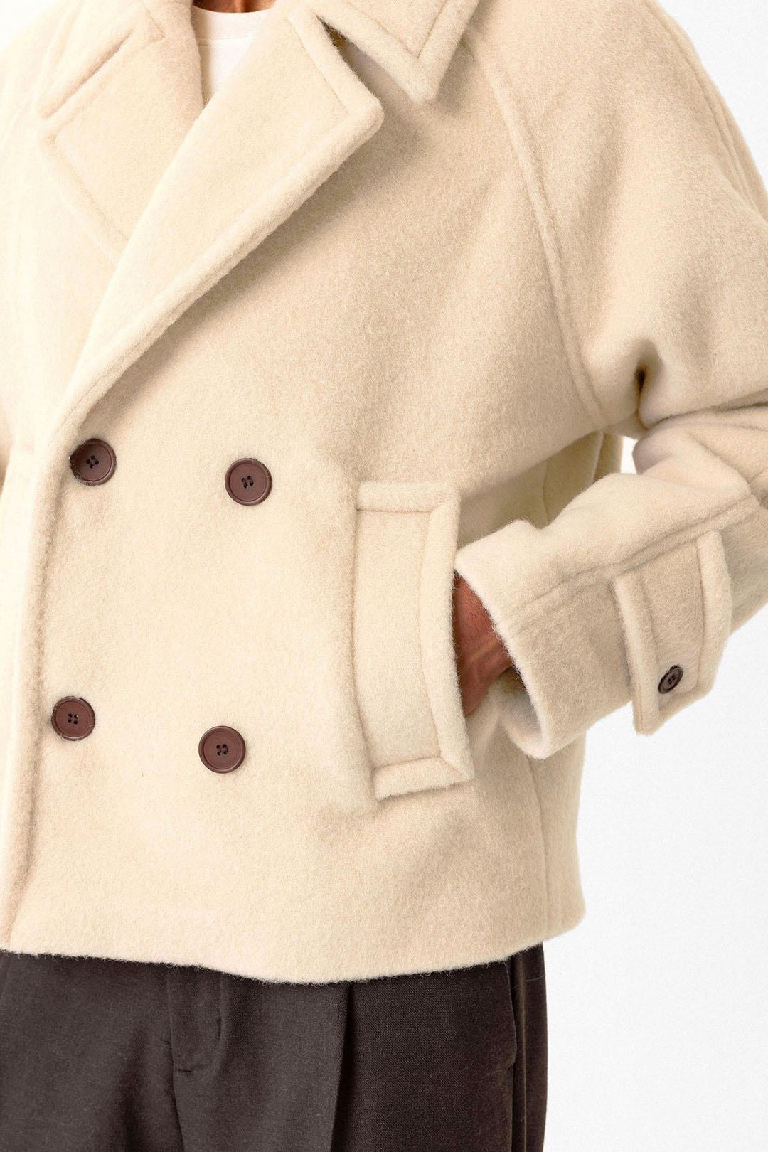 ANT Antioch Open Beige Wrap Crop Fit Men's Coat - La Presa