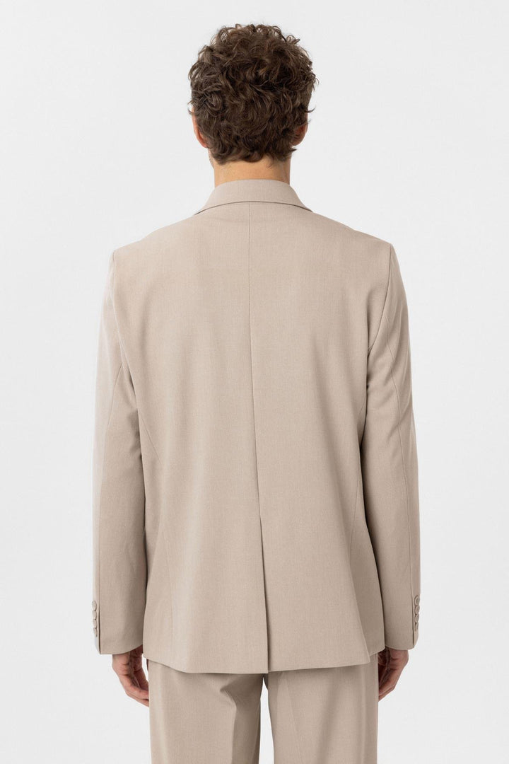 ANT Antioch Open Beige Double Breasted Flap Pocket Men's Blazer Jacket - Arecibo
