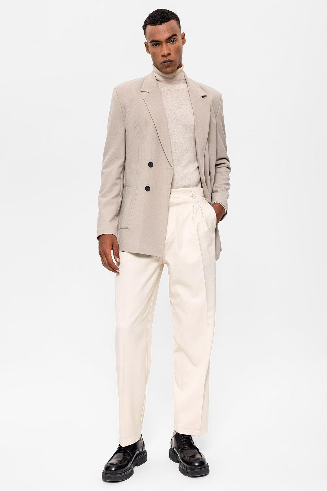 ANT Antioch Open Beige Blazer Jacket with Pocket Flap - Guelph