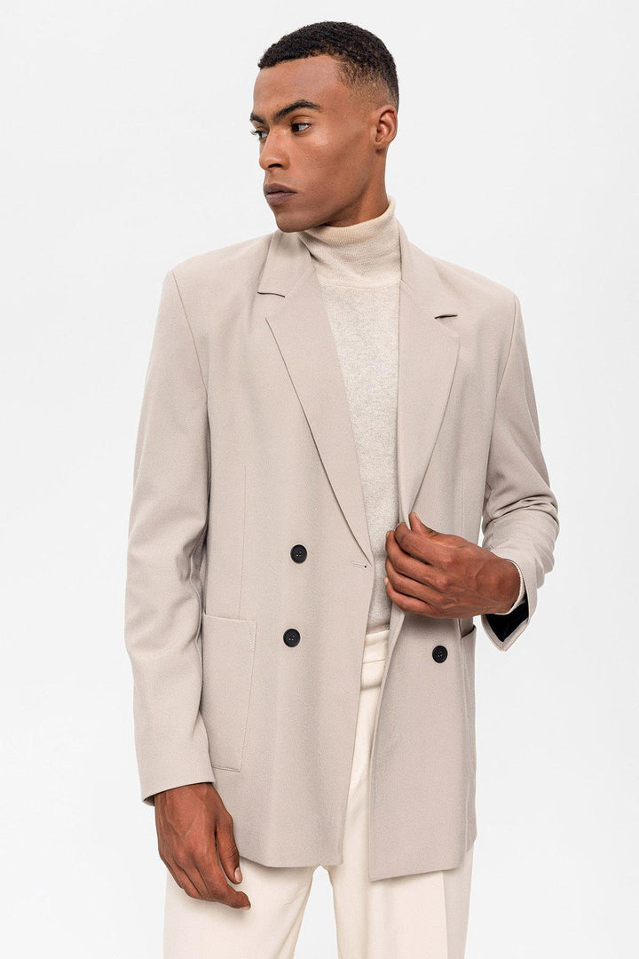 ANT Antioch Open Beige Blazer Jacket with Pocket Flap - Guelph