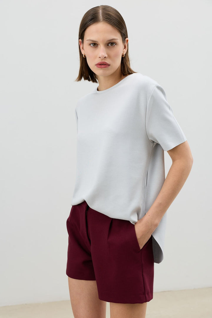 ANT Antioch Açık Gri Dökümlü Kadın T-Shirt - Macerata