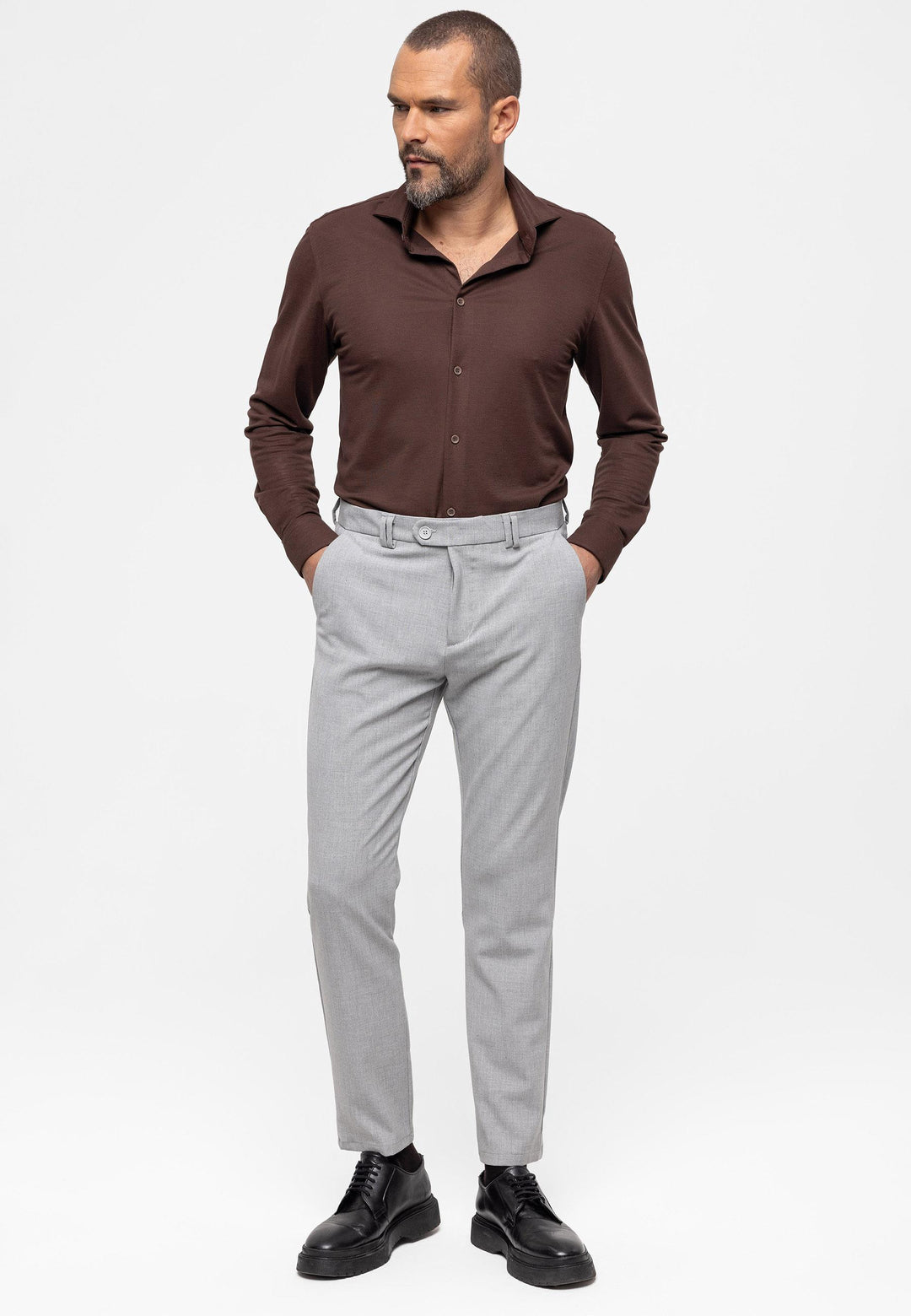 ANT Antioch Açık Gri Erkek Slim Fit Kumaş Pantolon - Niederkassel