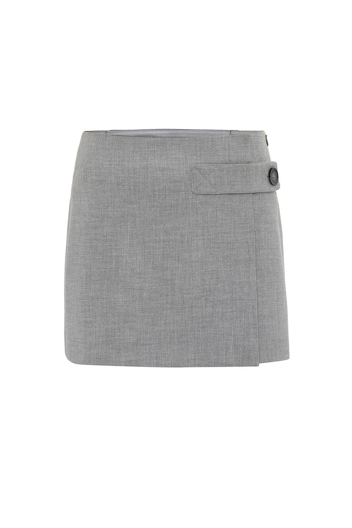 ANT Antioch Open Grey Women's Button Detailed Mini Skirt - Boadilla del Monte