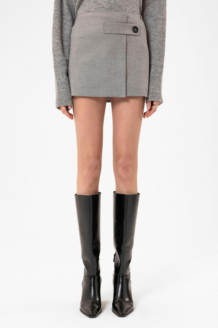 ANT Antioch Open Grey Women's Button Detailed Mini Skirt - Boadilla del Monte