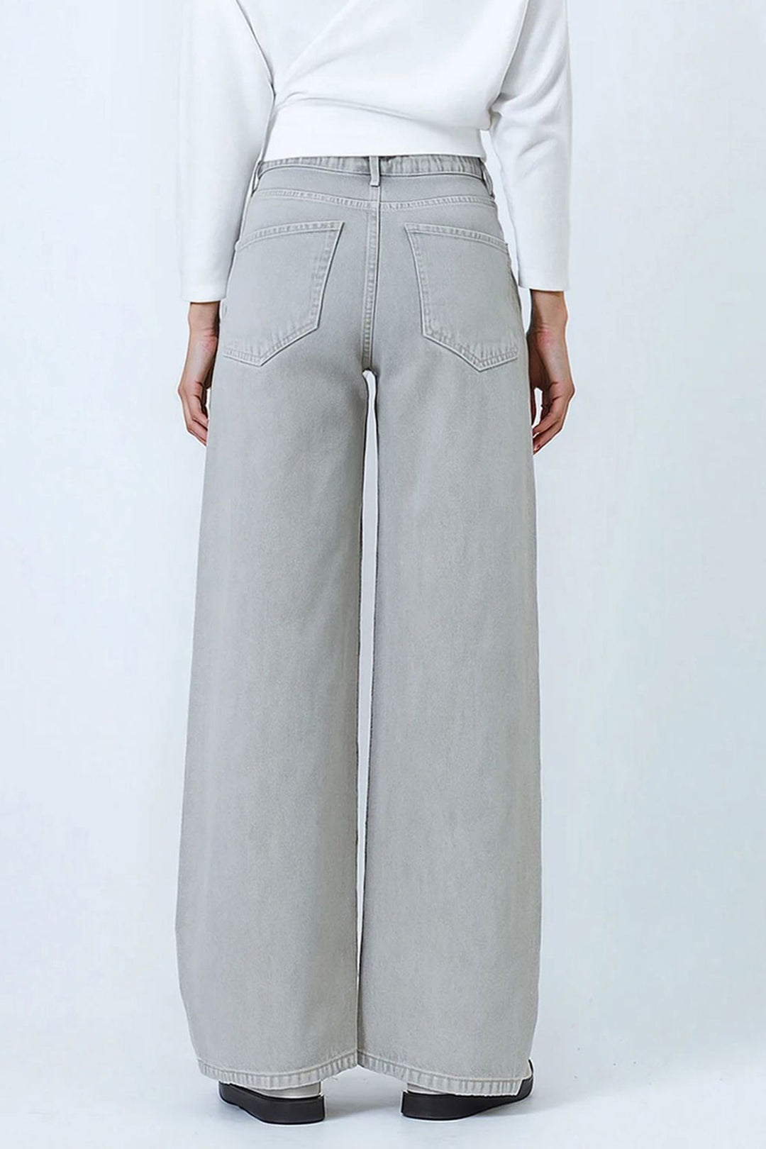 Light Grey High Waisted 5 Pocket Baggy Jeans BCHNW-251207 - Spanish Fork