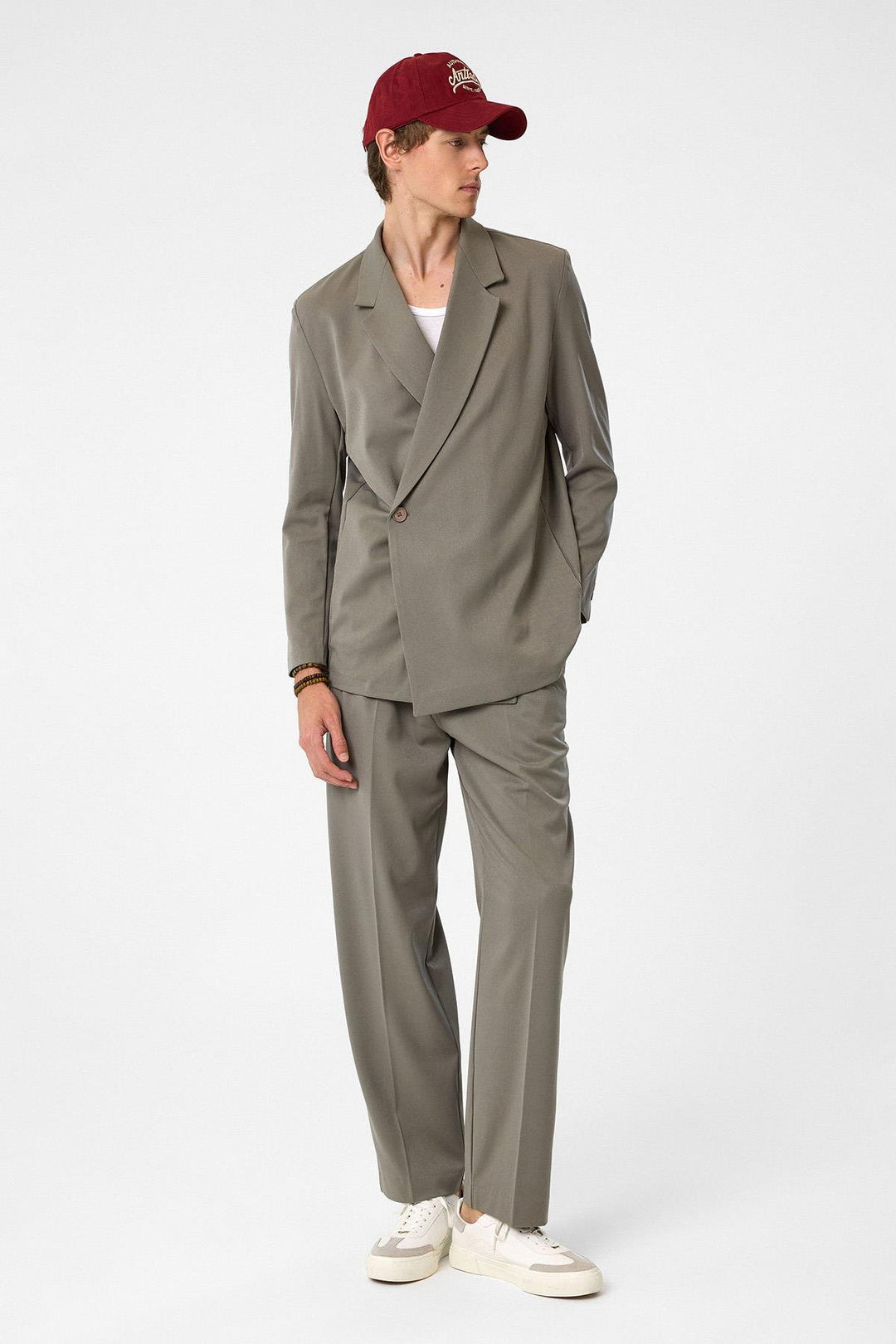 ANT Antioch Open Beige Cross Closure Hidden Pocket Men's Blazer Jacket - Edina