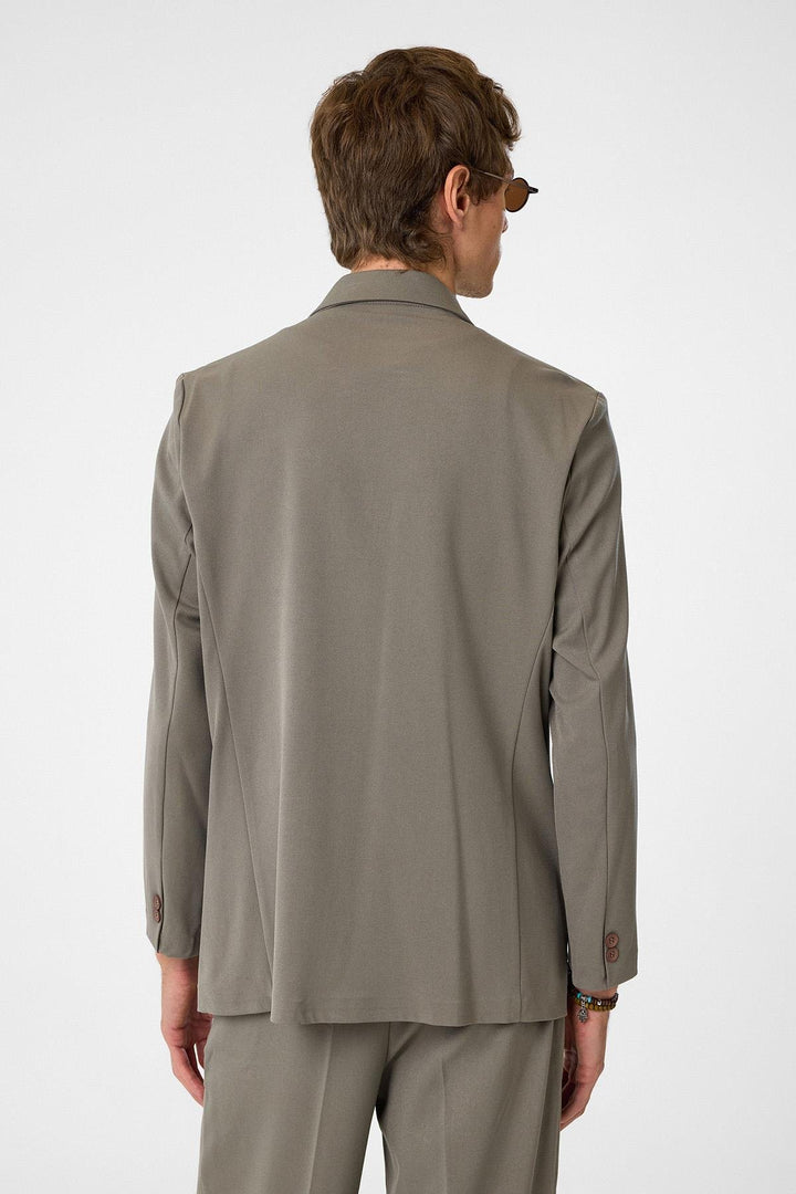 ANT Antioch Open Beige Cross Closure Hidden Pocket Men's Blazer Jacket - Edina