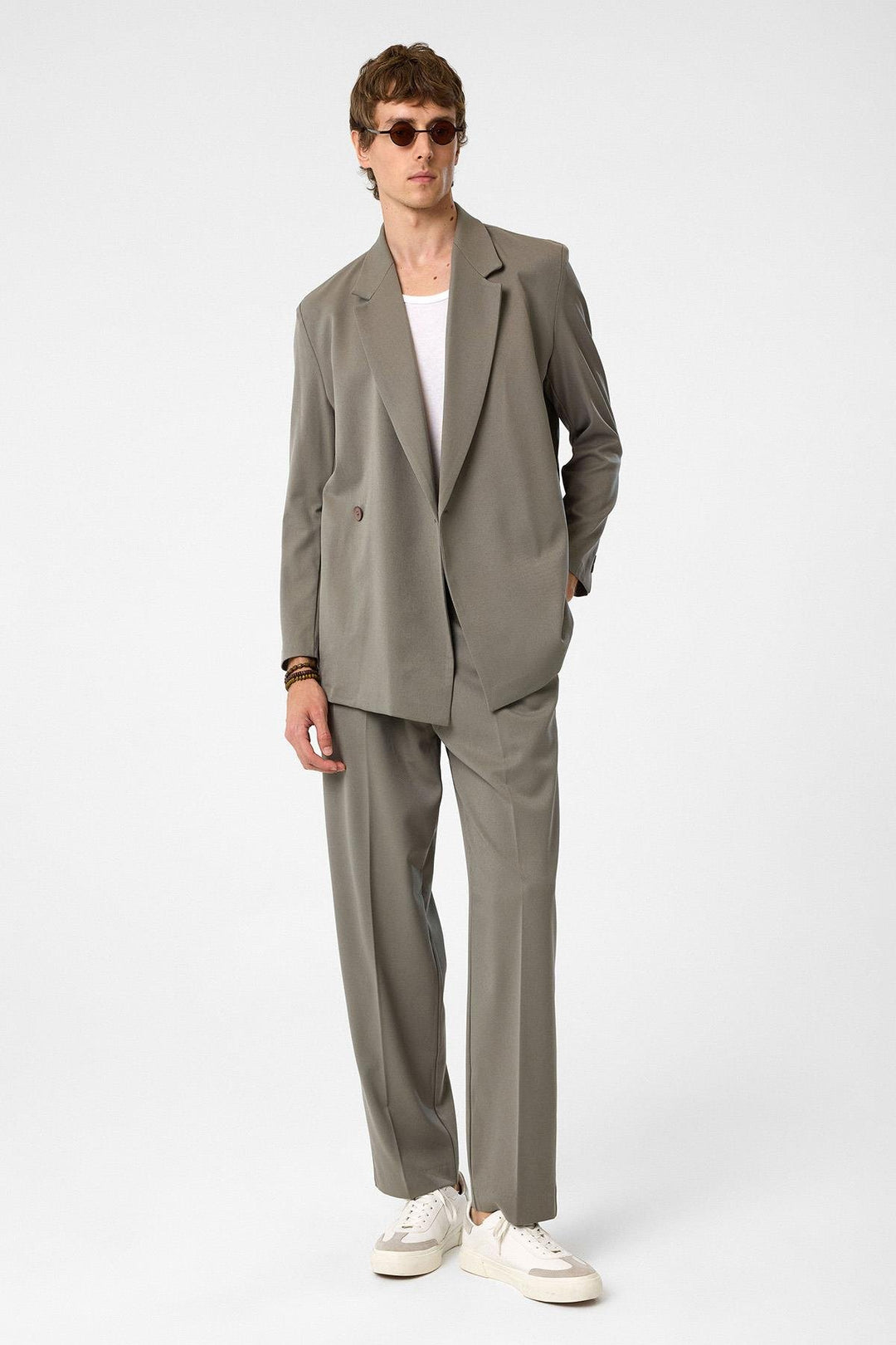 ANT Antioch Open Beige Cross Closure Hidden Pocket Men's Blazer Jacket - Edina