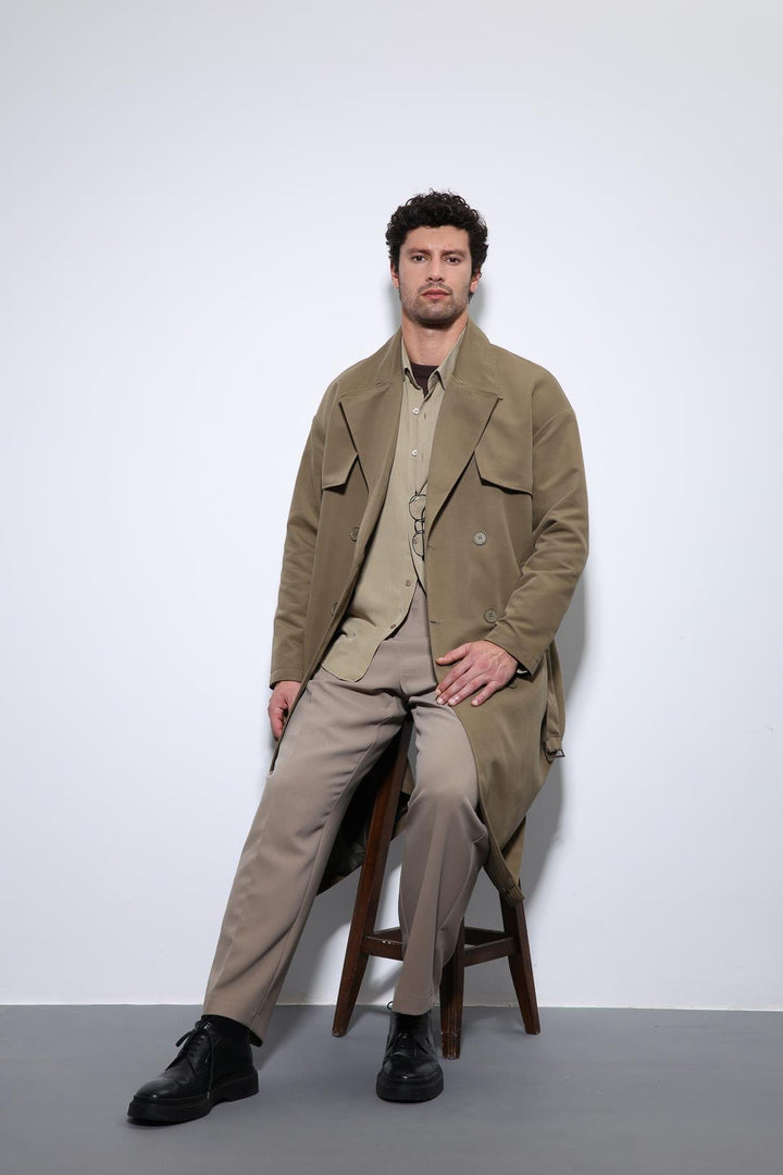 ANT Antioch Açık Haki Kruvaze Kapama Kemerli Trençkot - Monroe