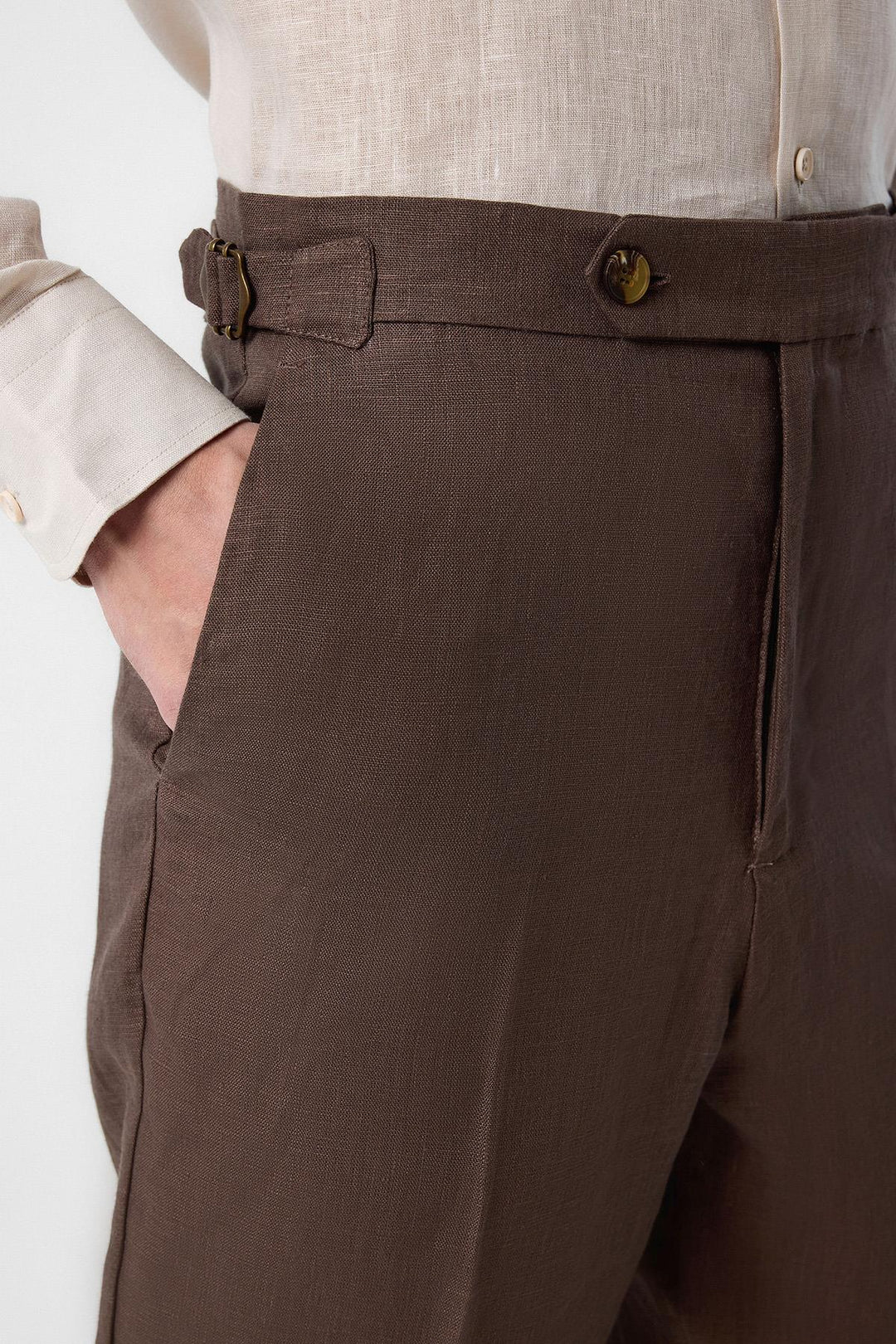 ANT Antioch Open Coffee 100% Linen Italian Cut Men's Pants - Santa Clara del Cobre