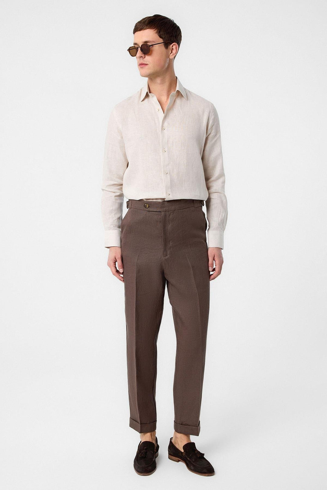 ANT Antioch Open Coffee 100% Linen Italian Cut Men's Pants - Santa Clara del Cobre