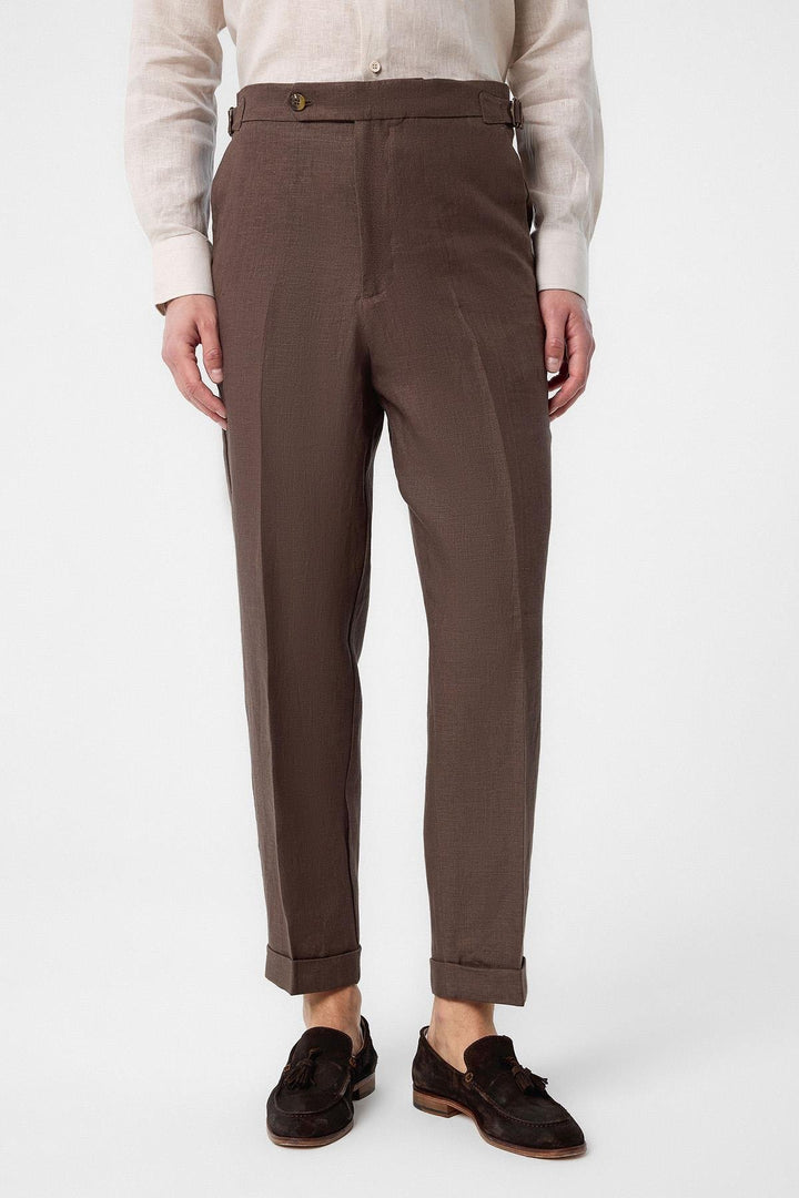 ANT Antioch Open Coffee 100% Linen Italian Cut Men's Pants - Santa Clara del Cobre