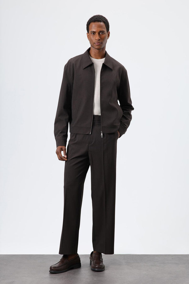 ANT Antioch Open Coffee Striped Seasonal Men's Coat - Waukegan