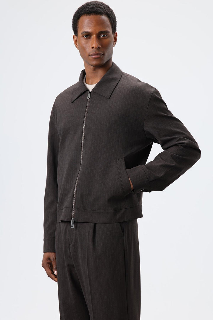 ANT Antioch Open Coffee Striped Seasonal Men's Coat - Waukegan