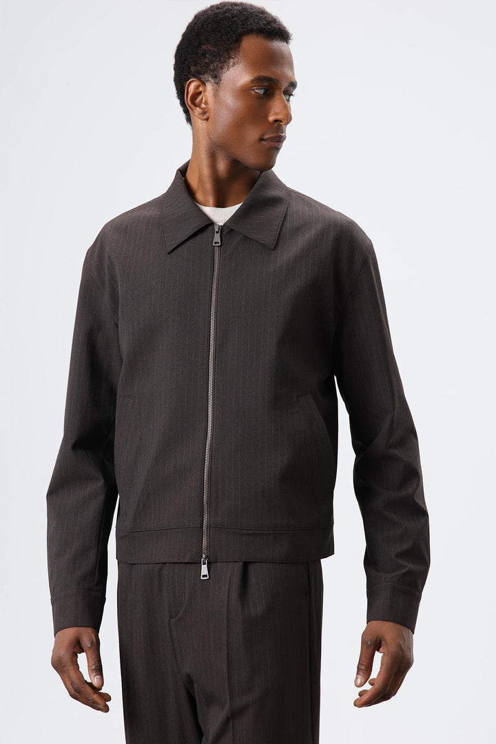 ANT Antioch Open Coffee Striped Seasonal Men's Coat - Waukegan