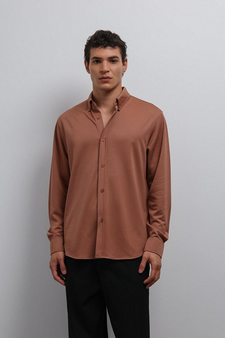 ANT Antioch Open Coffee Buttoned Collar Relax Fit Men's Shirt - Saint-Maur-des-Fossés