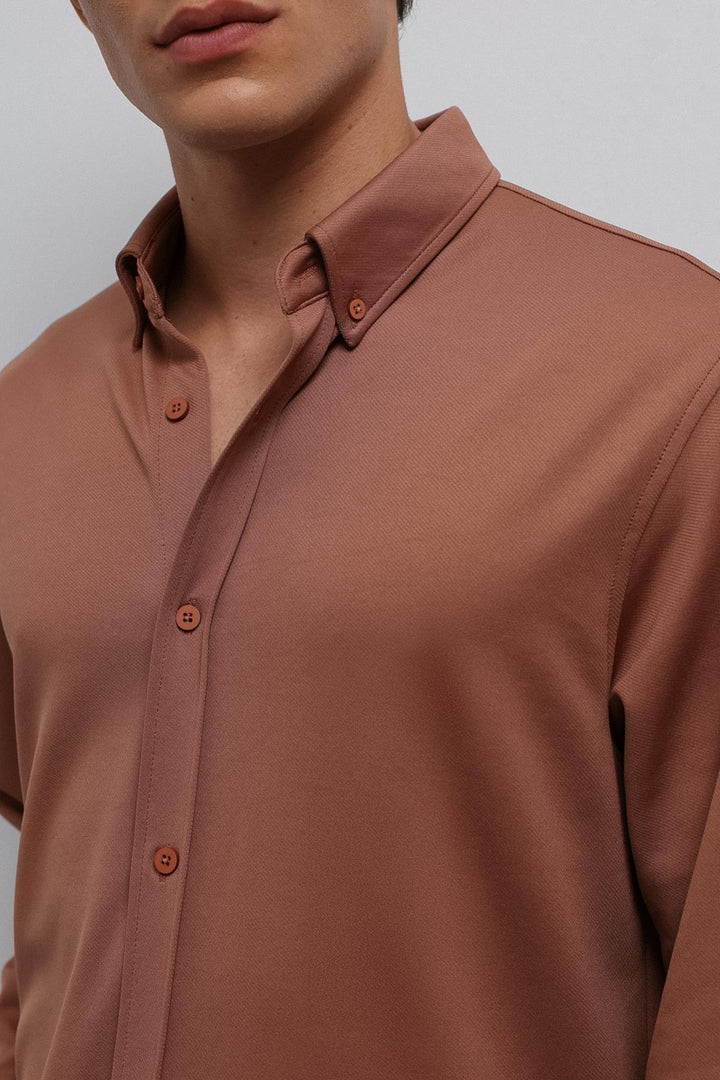 ANT Antioch Open Coffee Buttoned Collar Relax Fit Men's Shirt - Pinerolo