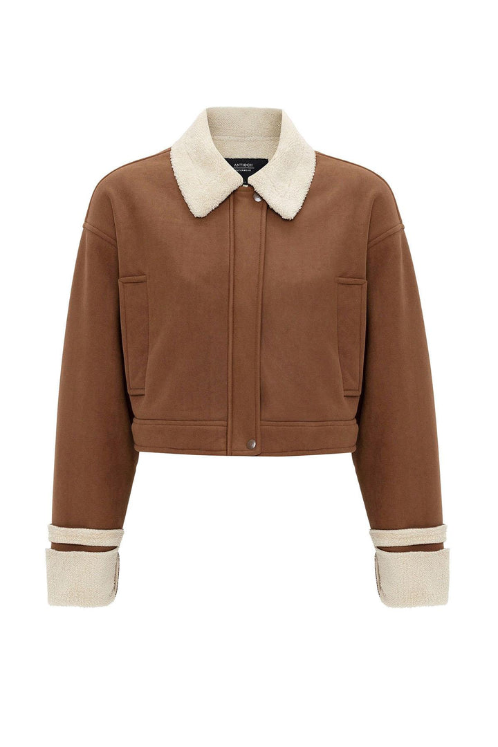 ANT Antioch Open Coffee Women's Lined Detailed Textured Coat - Los Reyes de Salgado