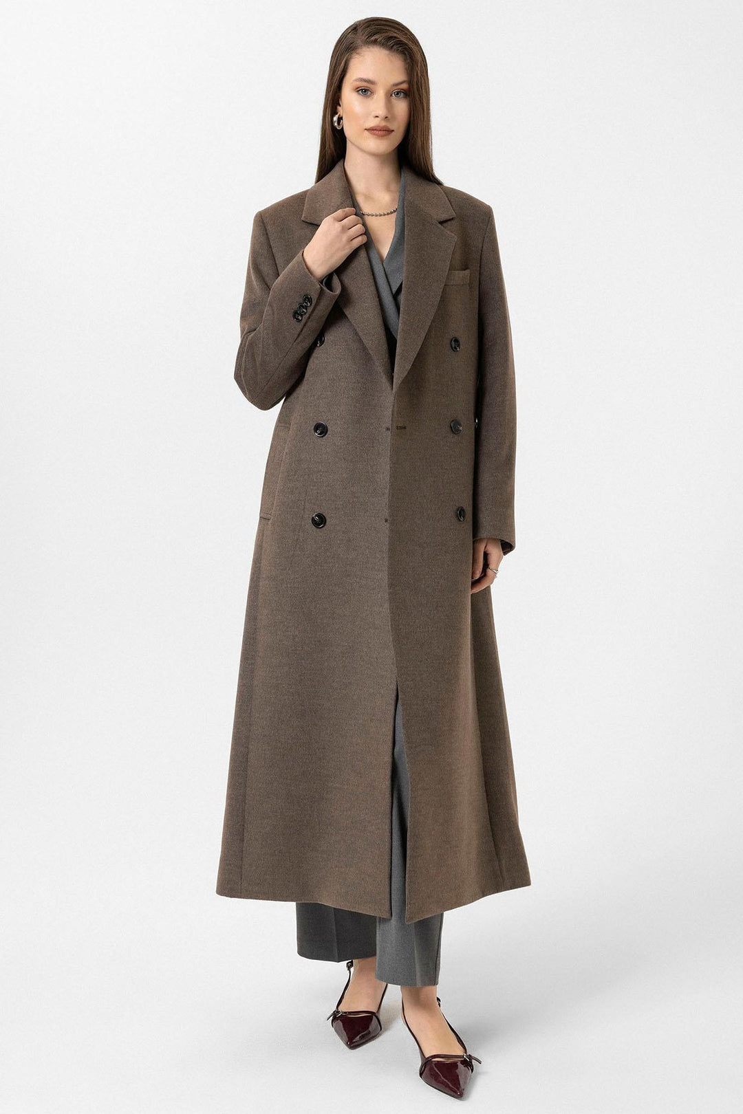ANT Antioch Open Coffee Women's Belted Wrap Coat - Lufkin