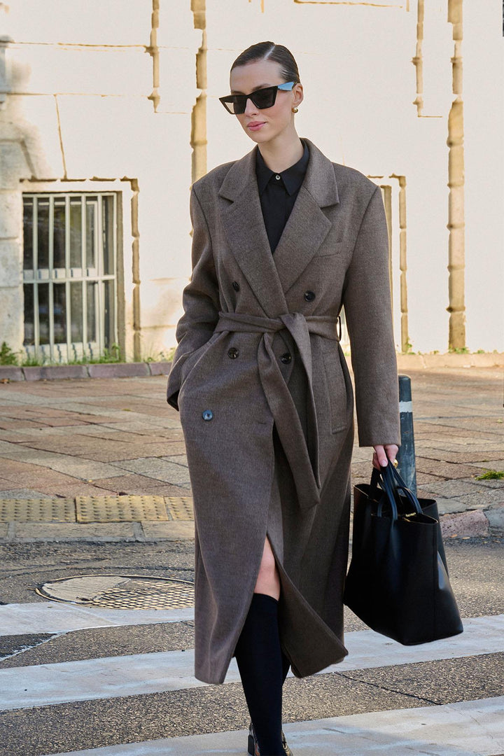 ANT Antioch Open Coffee Women's Belted Wrap Coat - Lufkin
