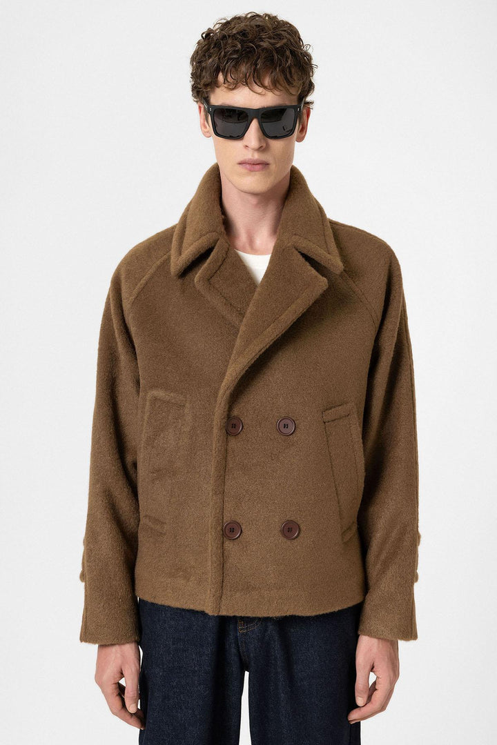 ANT Antioch Open Coffee Double Breasted Crop Fit Men's Coat - Eisenach