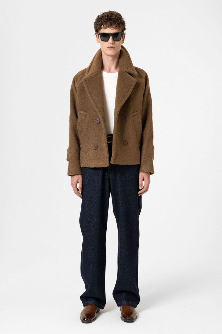 ANT Antioch Open Coffee Double Breasted Crop Fit Men's Coat - Eisenach