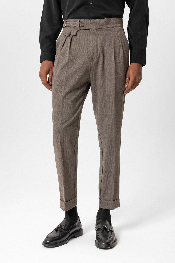 ANT Antioch Açık Kahve Toka Detaylı Yüksek Bel Erkek Pantolon - Modena