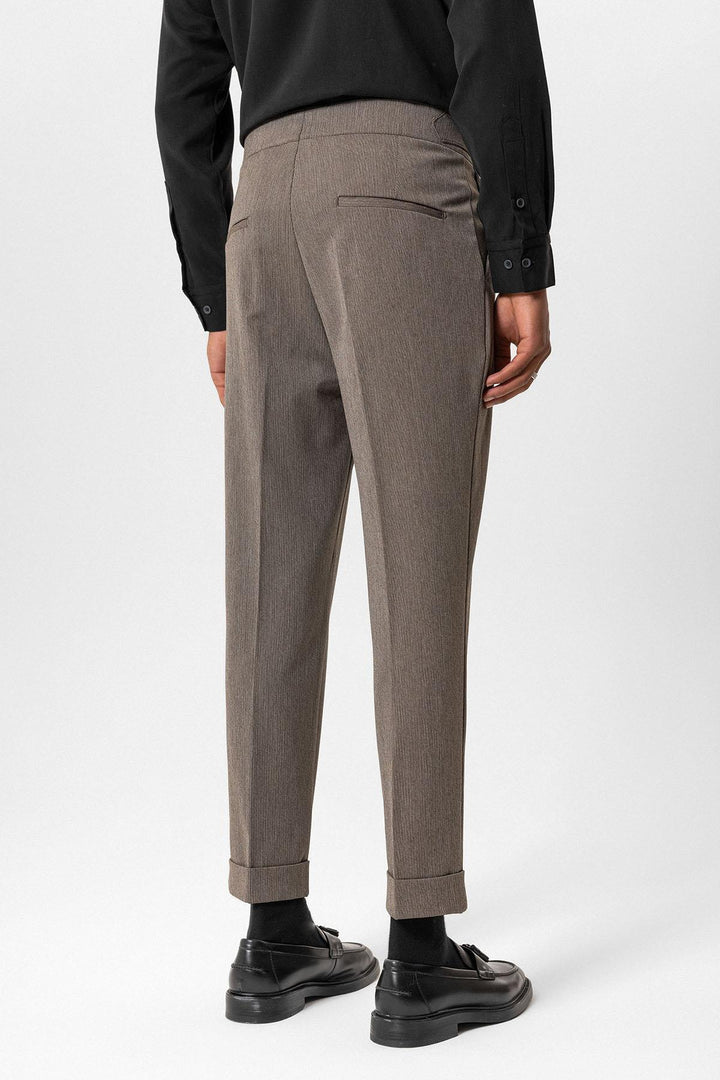 ANT Antioch Açık Kahve Toka Detaylı Yüksek Bel Erkek Pantolon - Modena