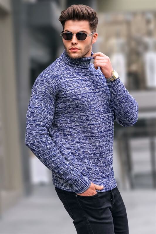 MDX Open Navy Fisherman Collar Sweater 5758 - Kidderminster