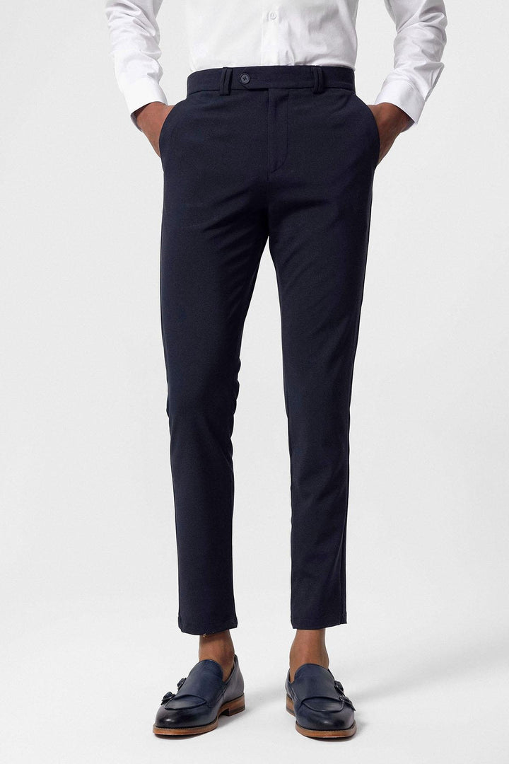 ANT Antioch Açık Lacivert Erkek Slim Fit Düz Aksesuarlı Kumaş Pantolon - Izmail