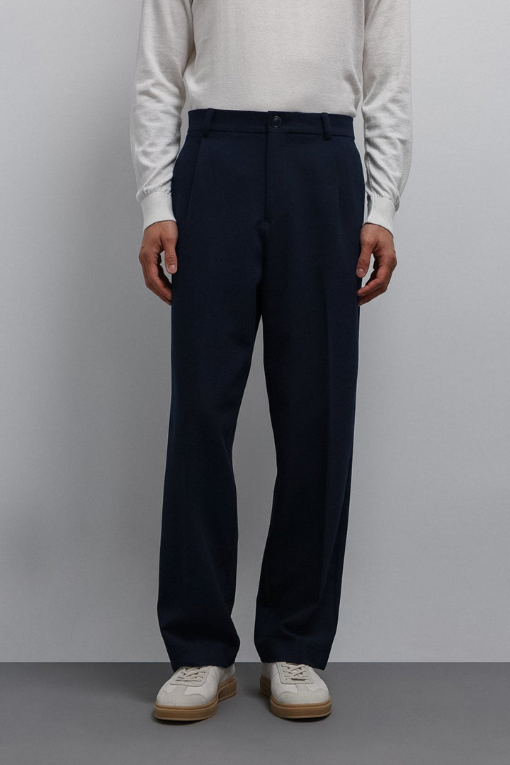 ANT Antioch Açık Lacivert Relax Fit Baggy Pilili Erkek Pantolon - Fribourg