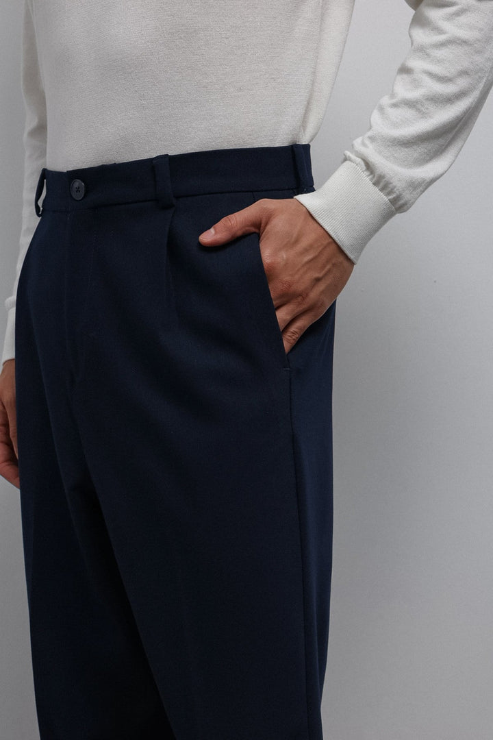 ANT Antioch Açık Lacivert Relax Fit Baggy Pilili Erkek Pantolon - Fribourg