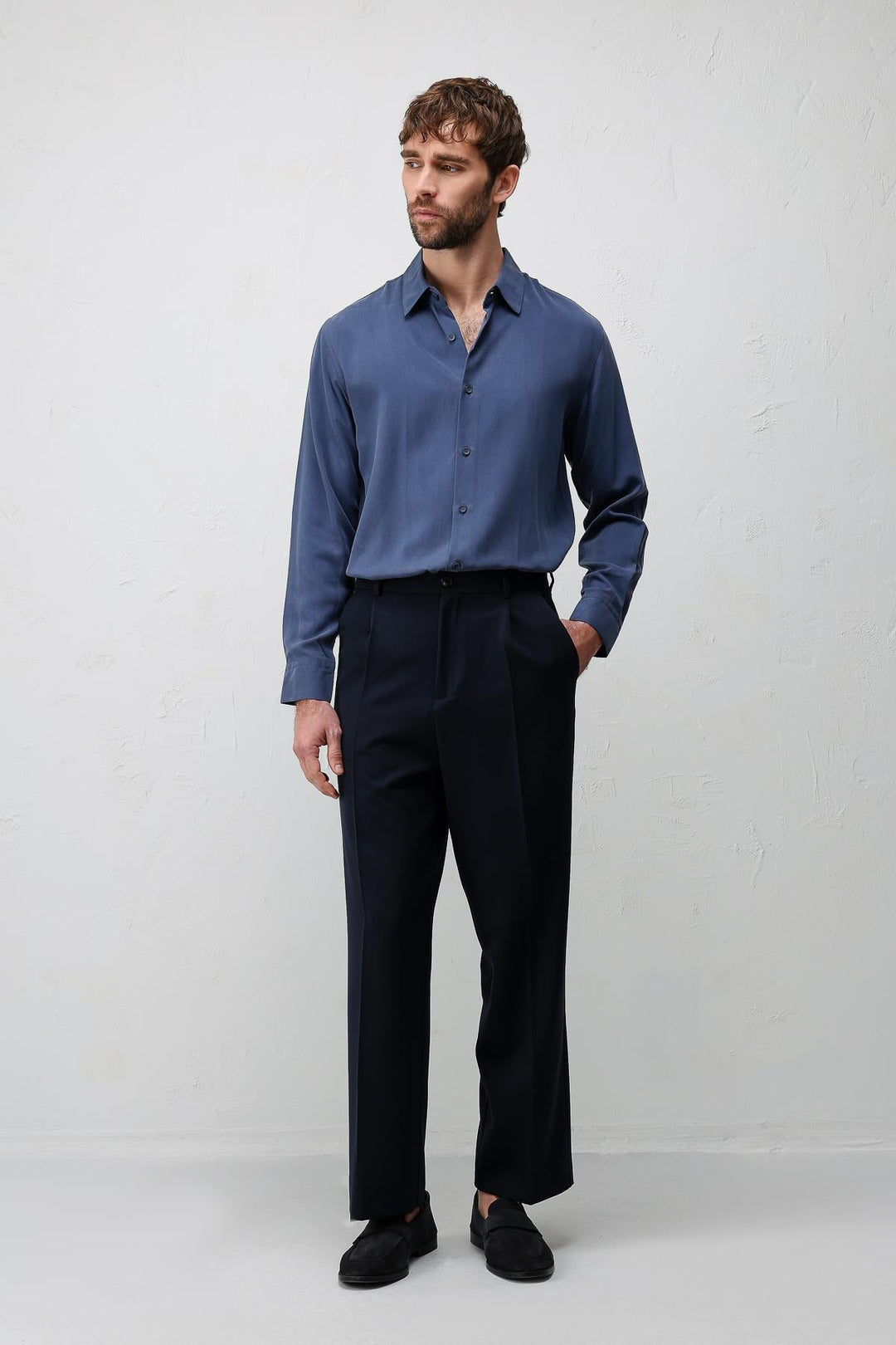 ANT Antioch Açık Lacivert Relax Fit Pilili Erkek Pantolon - Arlington