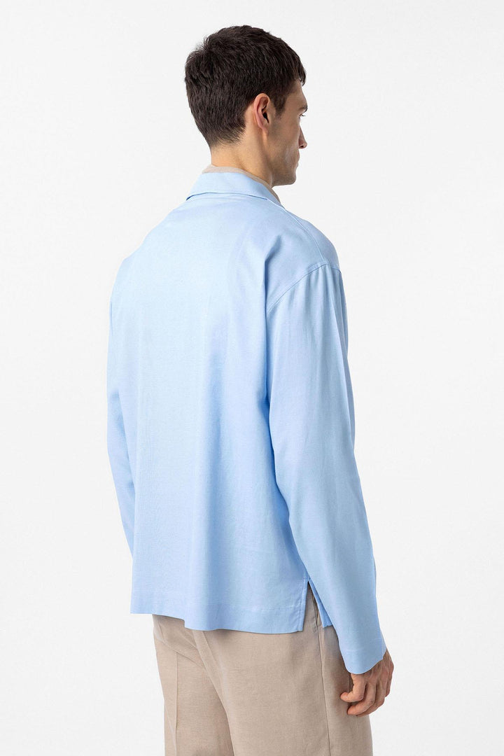 ANT Antioch Light Blue Linen Blend Relax Fit Men's Shirt - Temple City