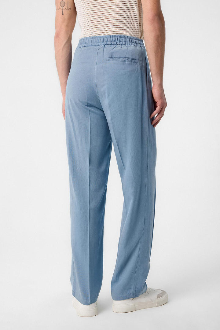 ANT Antioch Light Blue High Waisted Pleated Linen Blend Men's Trousers - Costa Mesa