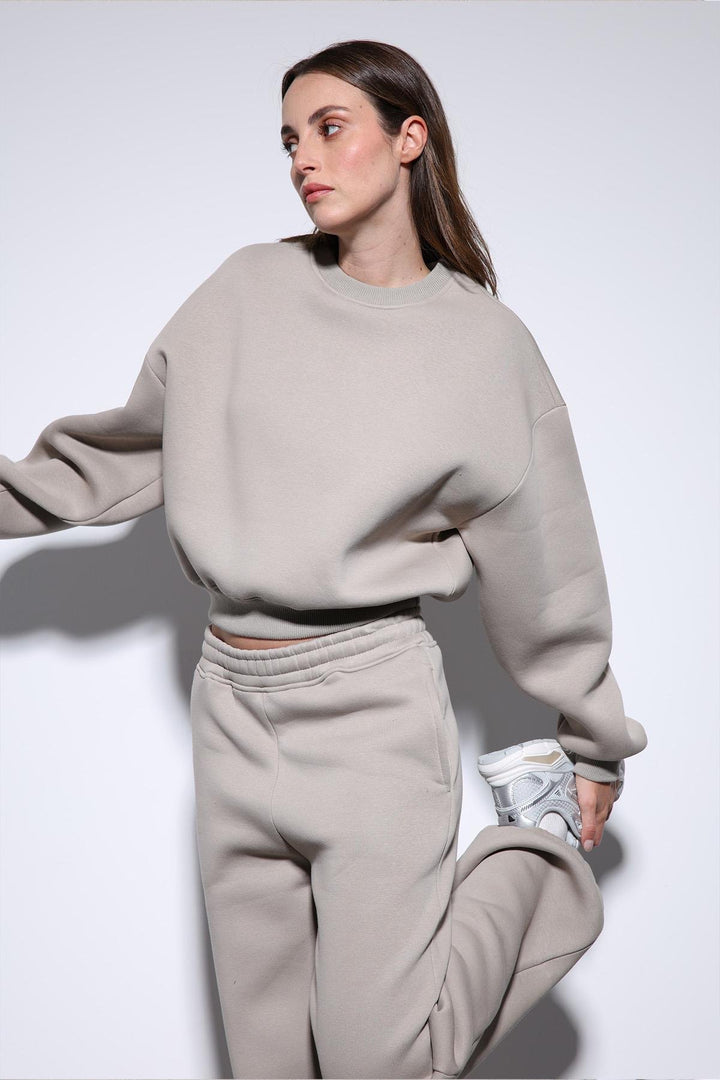 ANT Antioch Açık Vizon Basic Kadın Sweatshirt - Atlantic City