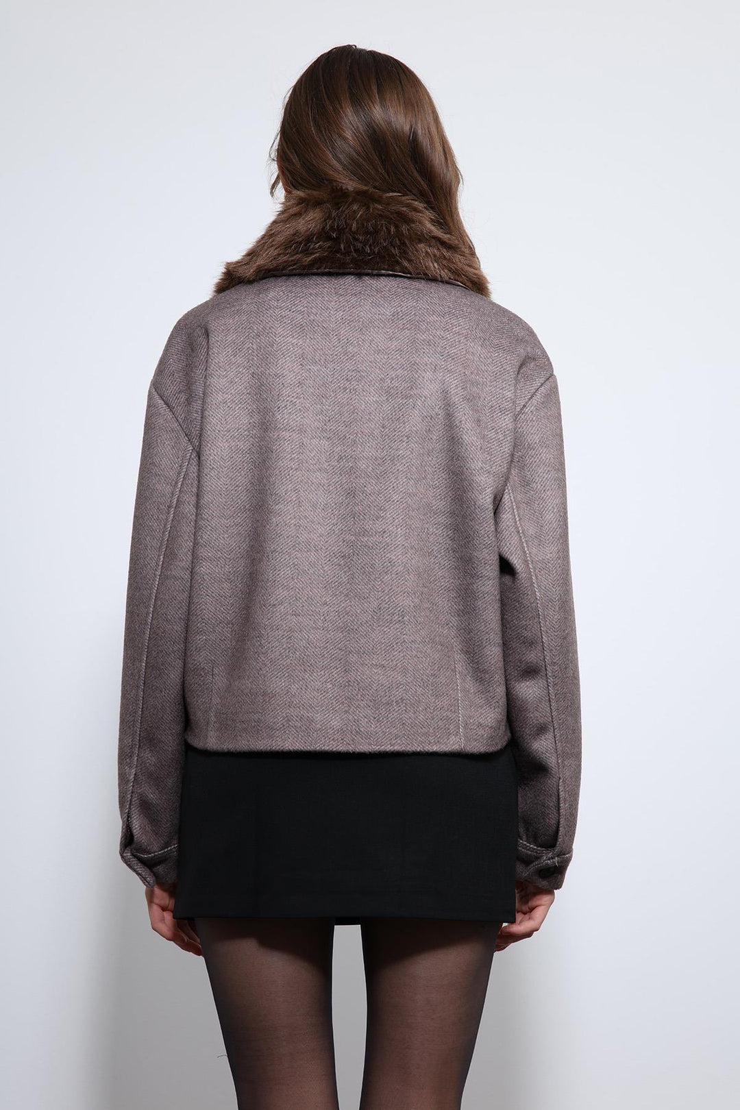 ANT Antioch Open Vizon Wool Blend Faux Fur Collar Jacket - West Seneca