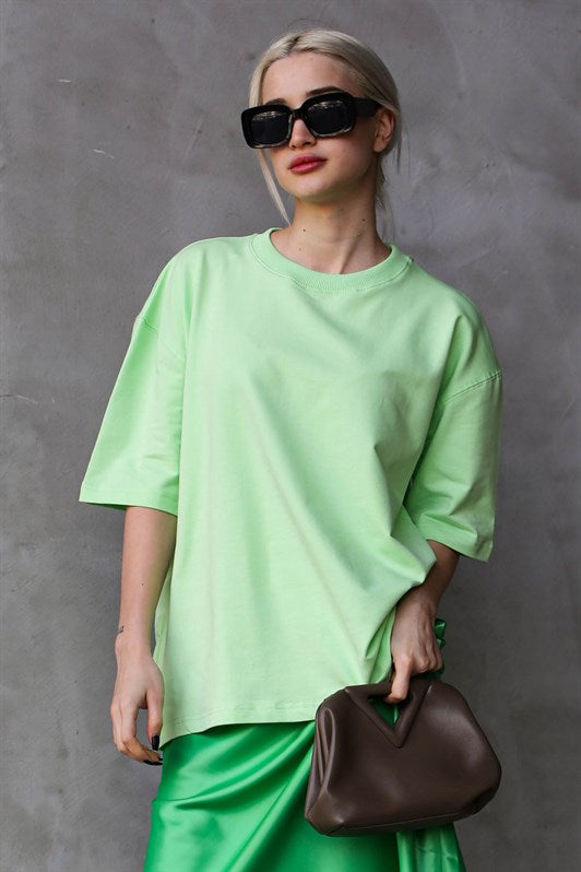 MDX Open Green Bicycle Collar Basic Oversize T-shirt MG1687 - Alexandria
