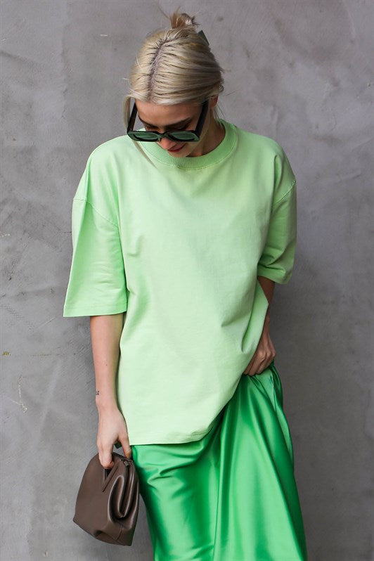 MDX Open Green Bicycle Collar Basic Oversize T-shirt MG1687 - Alexandria