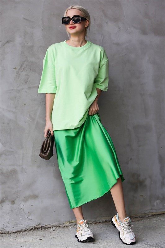 MDX Open Green Bicycle Collar Basic Oversize T-shirt MG1687 - Alexandria