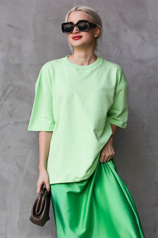 MDX Open Green Bicycle Collar Basic Oversize T-shirt MG1687 - Alexandria