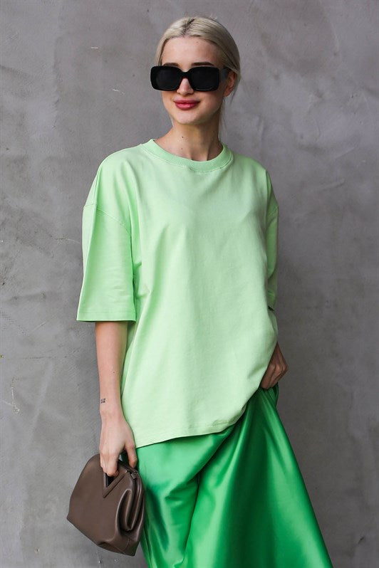 MDX Open Green Bicycle Collar Basic Oversize T-shirt MG1687 - Alexandria