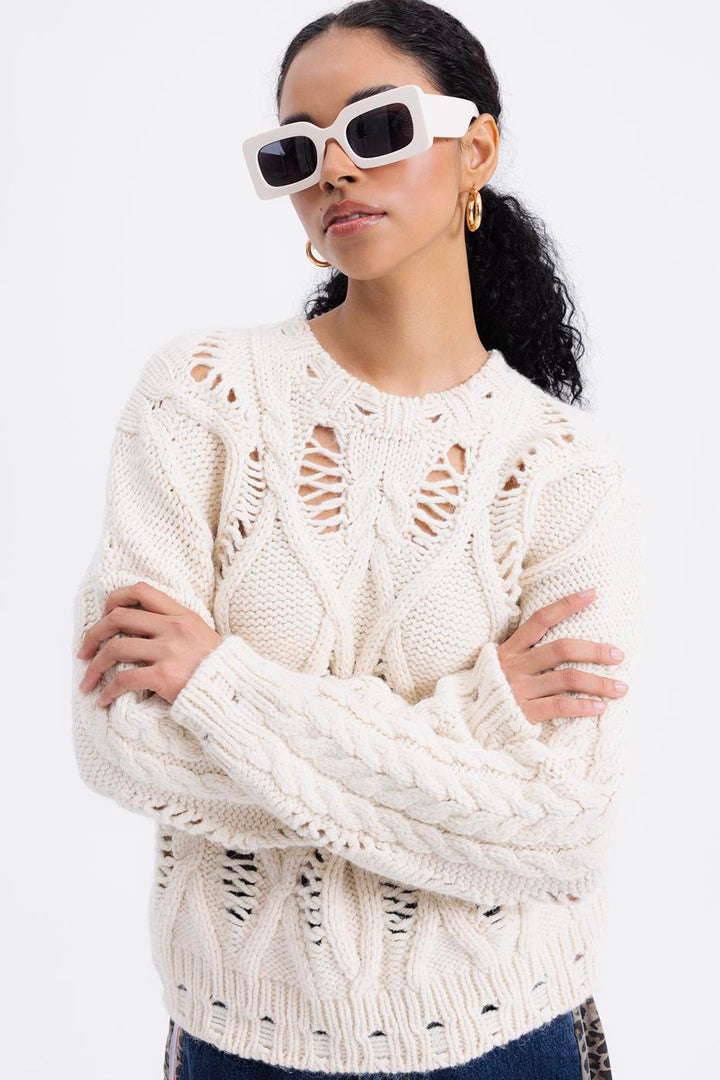 BSL Women Openwork Patterned Sweater - Springfield