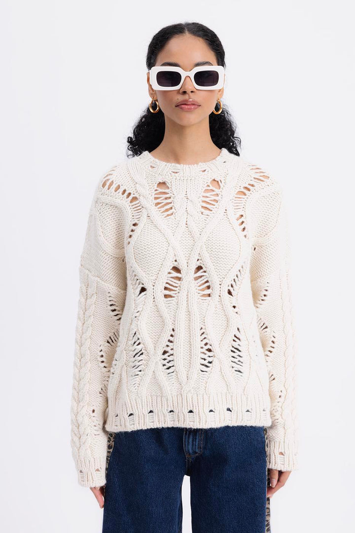 BSL Women Openwork Patterned Sweater - Springfield