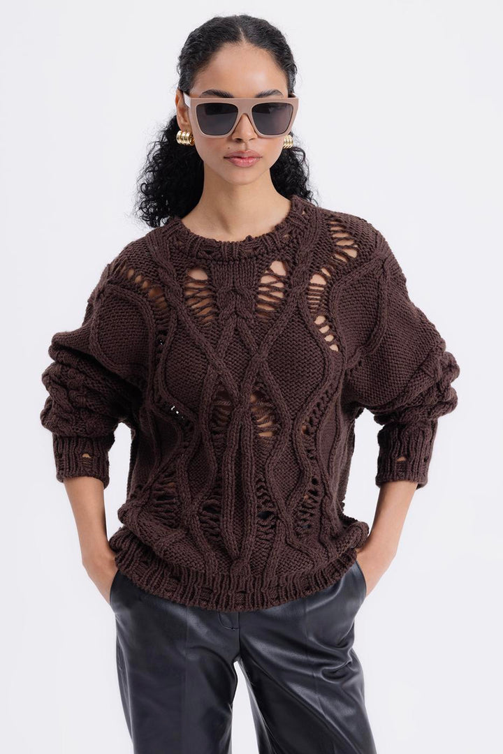 BSL Women Openwork Patterned Sweater - Terneuzen