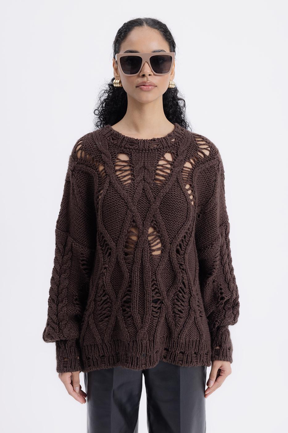 BSL Women Openwork Patterned Sweater - Terneuzen