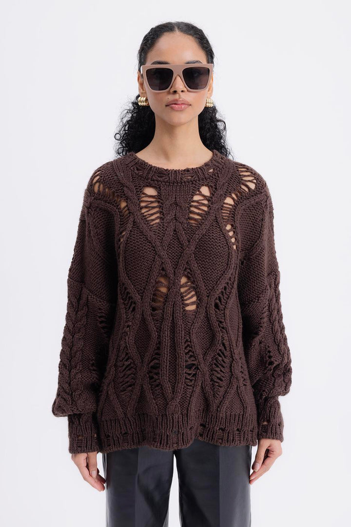 BSL Women Openwork Patterned Sweater - Terneuzen