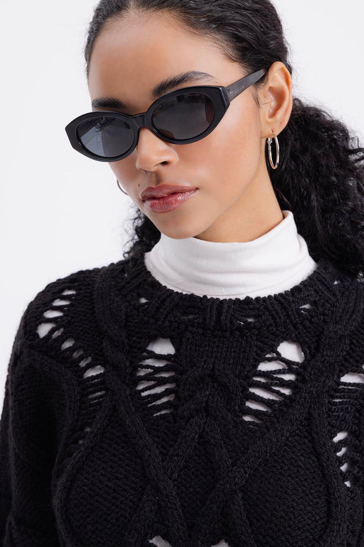 BSL Women Openwork Patterned Sweater - Aliso Viejo