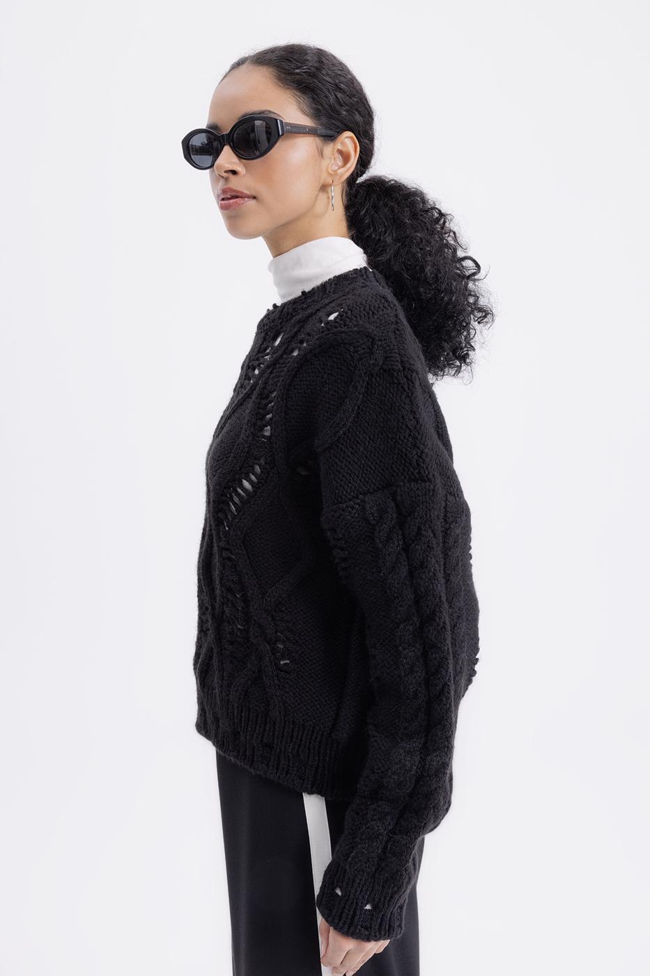 BSL Women Openwork Patterned Sweater - Aliso Viejo
