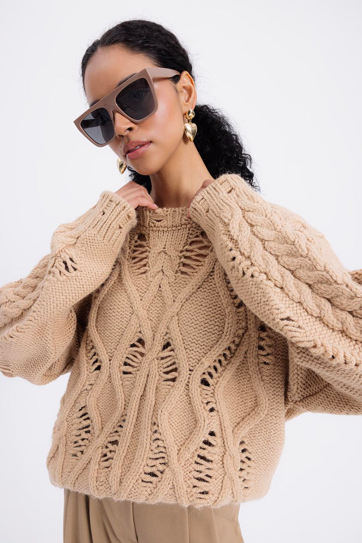 BSL Women Openwork Patterned Sweater - Phenix City